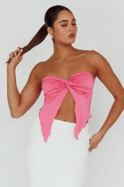 Lulu Strapless Crop Top Candy Pink -Selfie Leslie Shop SLBT21046 20CANDY 20PINK 5
