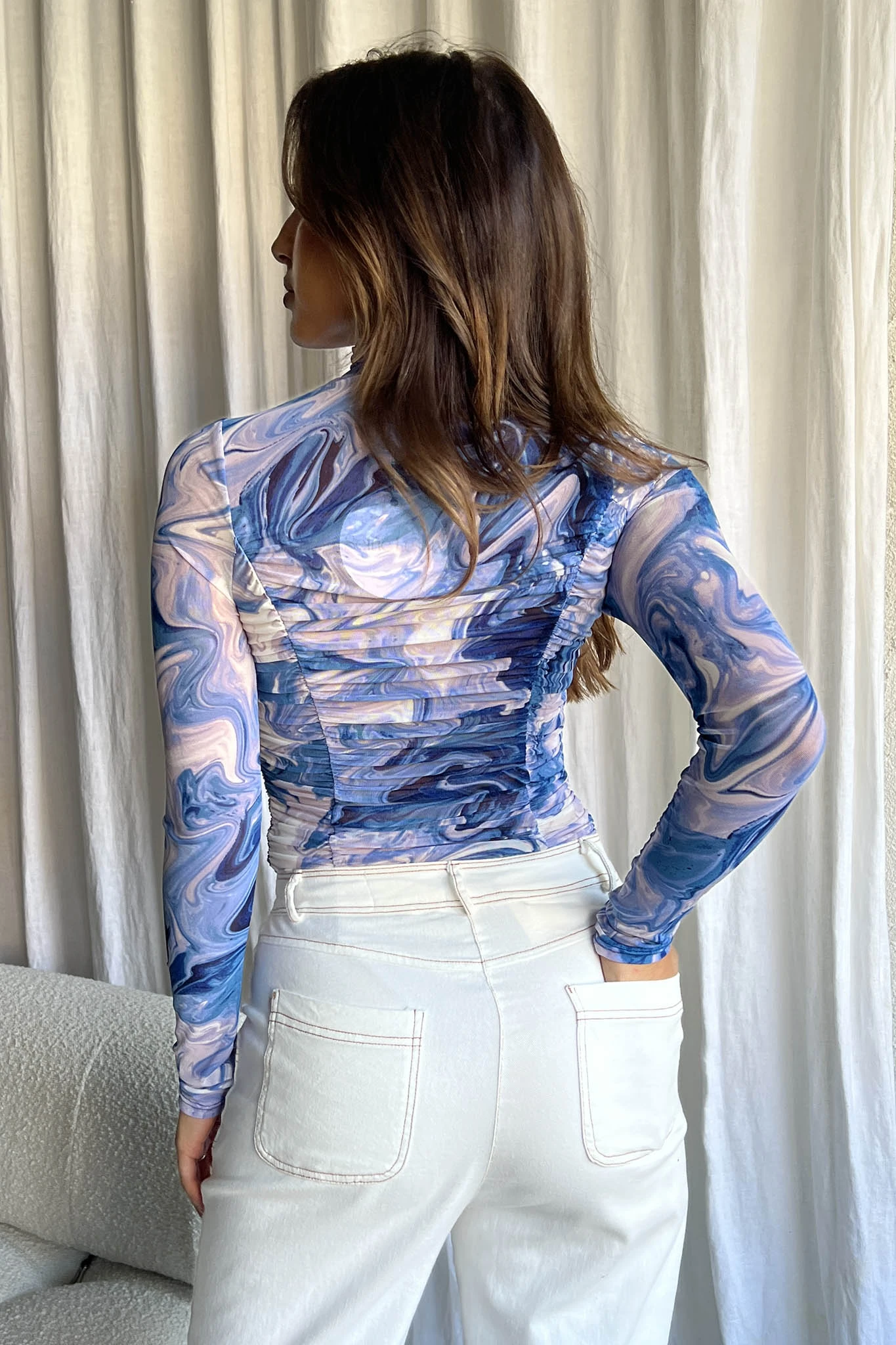 Soul Turtleneck Bodysuit Swirl Blue 5 Soul Turtleneck Bodysuit Swirl Blue - Image 3