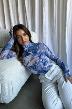 Soul Turtleneck Bodysuit Swirl Blue 17 Soul Turtleneck Bodysuit Swirl Blue -Selfie Leslie Shop SLBT216043BLUE 8