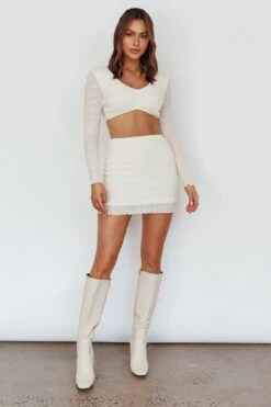 Taree Shirred Mini Skirt Milk 11 Taree Shirred Mini Skirt Milk -Selfie Leslie Shop SLC3270 S 20MILK 5