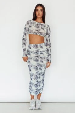 Blue Moons Ruched Midi Skirt Indigo Denim -Selfie Leslie Shop SLC3328 S 20INDIGO 20DENIM 2