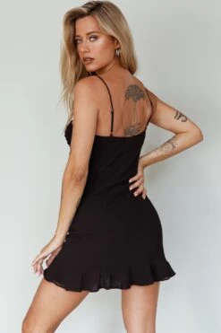 Sky Light Drawstring Bust Mini Dress Black -Selfie Leslie Shop SLCD11844 20BLACK 3