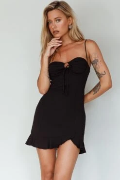 Sky Light Drawstring Bust Mini Dress Black -Selfie Leslie Shop SLCD11844 20BLACK 7