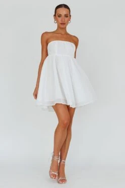 Solis Strapless Baby Doll Mini Dress White