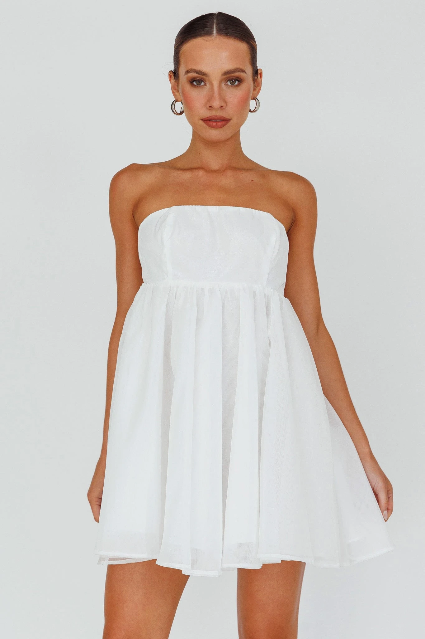 Solis Strapless Baby Doll Mini Dress White 5 Solis Strapless Baby Doll Mini Dress White - Image 3