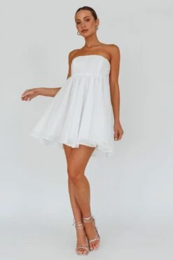 Solis Strapless Baby Doll Mini Dress White 12 Solis Strapless Baby Doll Mini Dress White -Selfie Leslie Shop SLCD11874 20WHITE 5