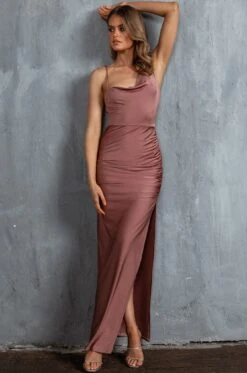 Florentina Thigh Split Maxi Dress Rose Gold -Selfie Leslie Shop SLCD40414 20ROSE 20GOLD 6