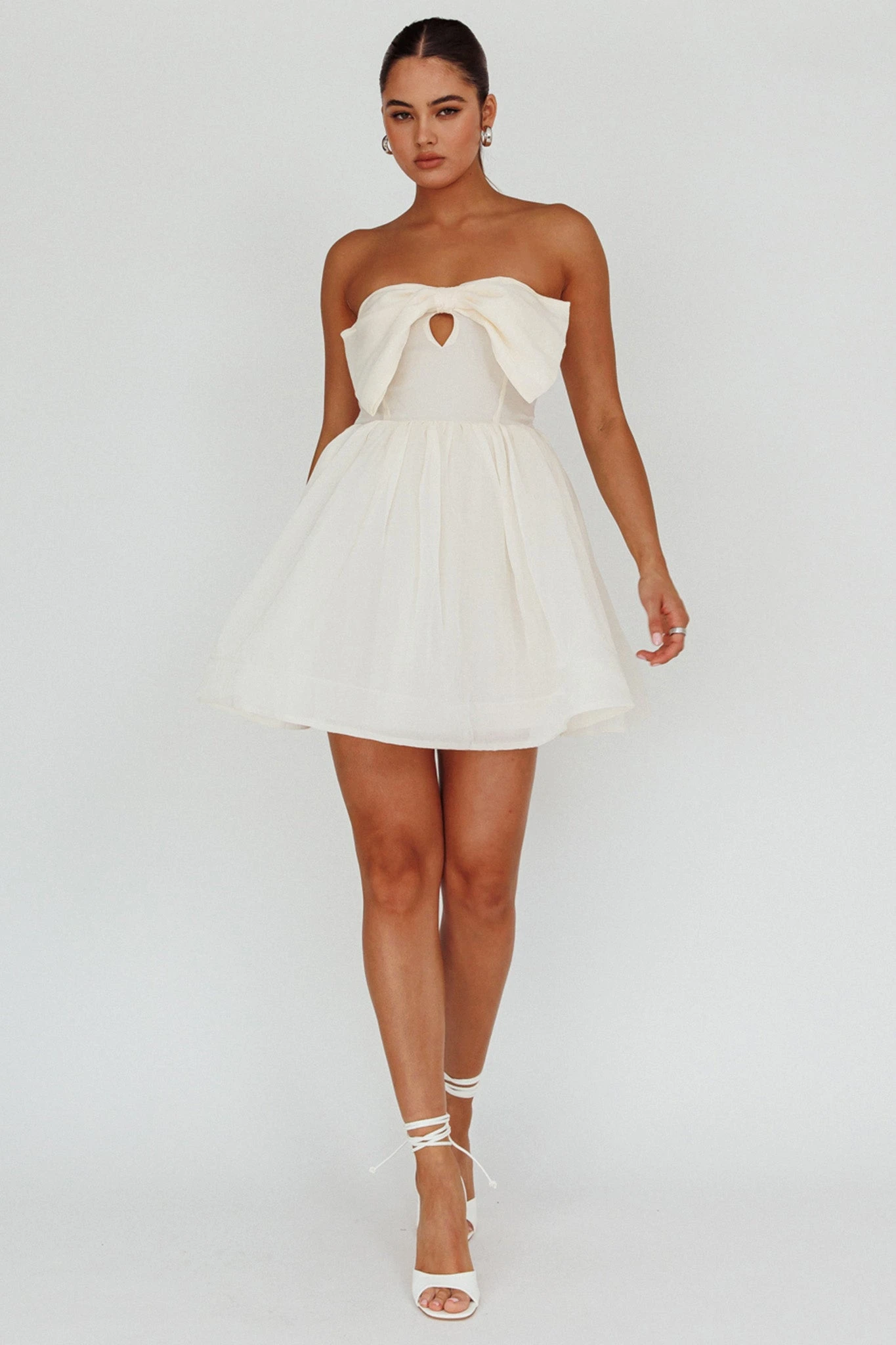 Arabesque Bow Bust Mini Dress Champagne 8 Arabesque Bow Bust Mini Dress Champagne - Image 6