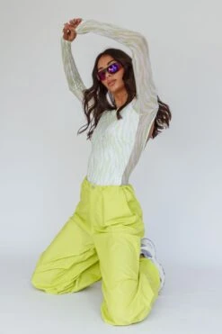 Break Dance Wide Leg Drawstring Pants Lime -Selfie Leslie Shop SLCP11834 20LIME 2