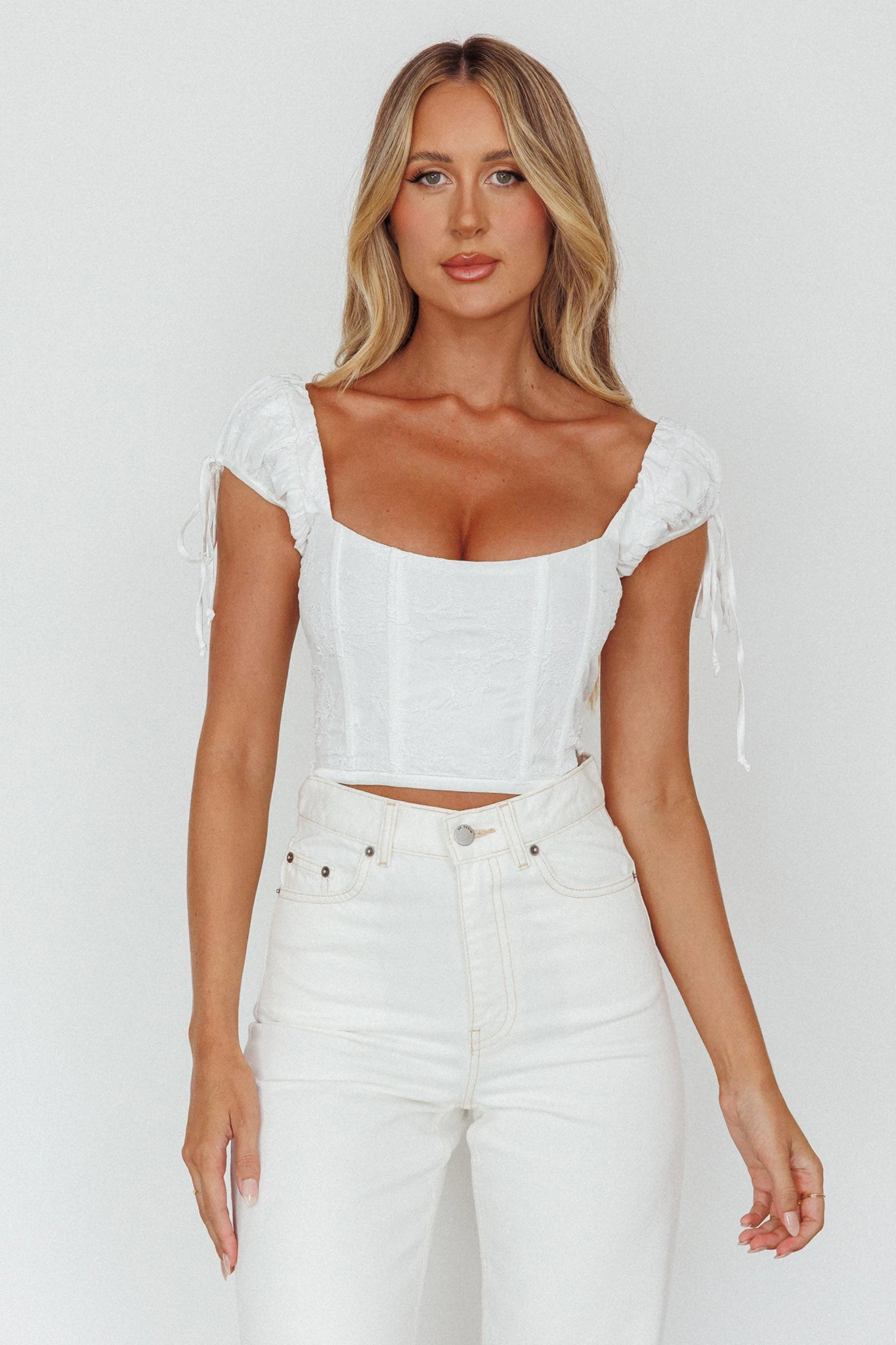 Citrine Dreams String Tie Detail Crop Top White 6 Citrine Dreams String Tie Detail Crop Top White - Image 4