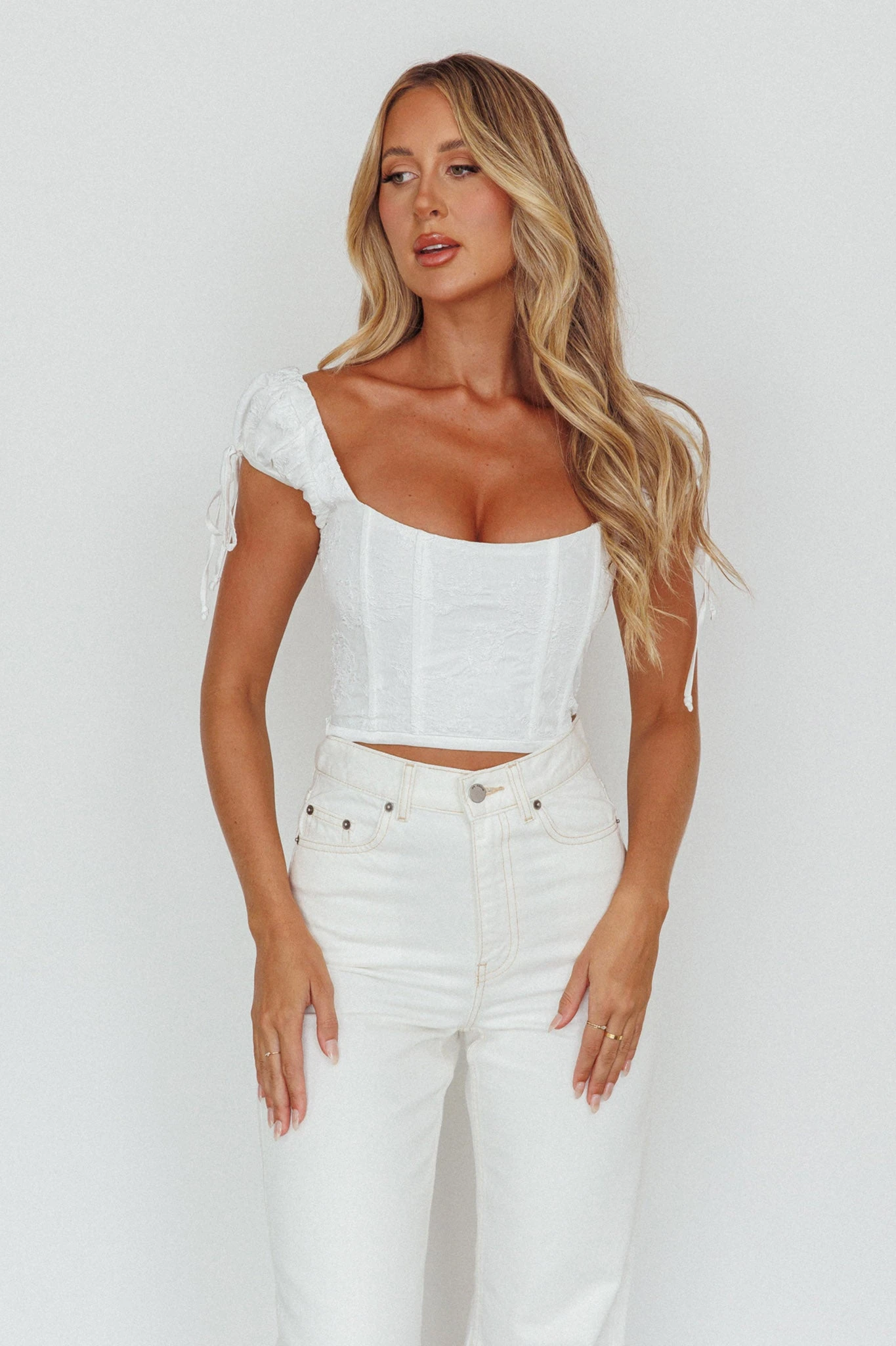 Citrine Dreams String Tie Detail Crop Top White 7 Citrine Dreams String Tie Detail Crop Top White - Image 5