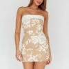 Missie Strapless Mini Dress Floral Taupe 2 Missie Strapless Mini Dress Floral Taupe -Selfie Leslie Shop SLD6734 20TAUPE 1