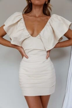 Westside Frill Neckline Pleat Mini Dress Ivory 15 Westside Frill Neckline Pleat Mini Dress Ivory -Selfie Leslie Shop SLD8963 20IVORY 4