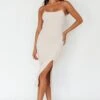 In My Element Split Midi Dress Oatmeal -Selfie Leslie Shop SLDD6679FO 20OATMEAL 1