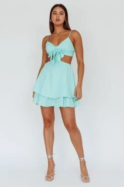 Jeneva Tied Bust Cut-Out Mini Dress Mint -Selfie Leslie Shop SLDM2918 20MINT 2