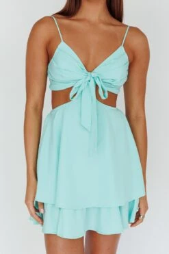 Jeneva Tied Bust Cut-Out Mini Dress Mint -Selfie Leslie Shop SLDM2918 20MINT 4