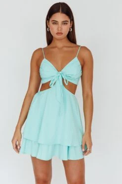 Jeneva Tied Bust Cut-Out Mini Dress Mint -Selfie Leslie Shop SLDM2918 20MINT 5