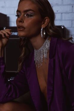 Jazmyn Satin Blazer Purple -Selfie Leslie Shop SLGJ3767A 20PURPLE 4