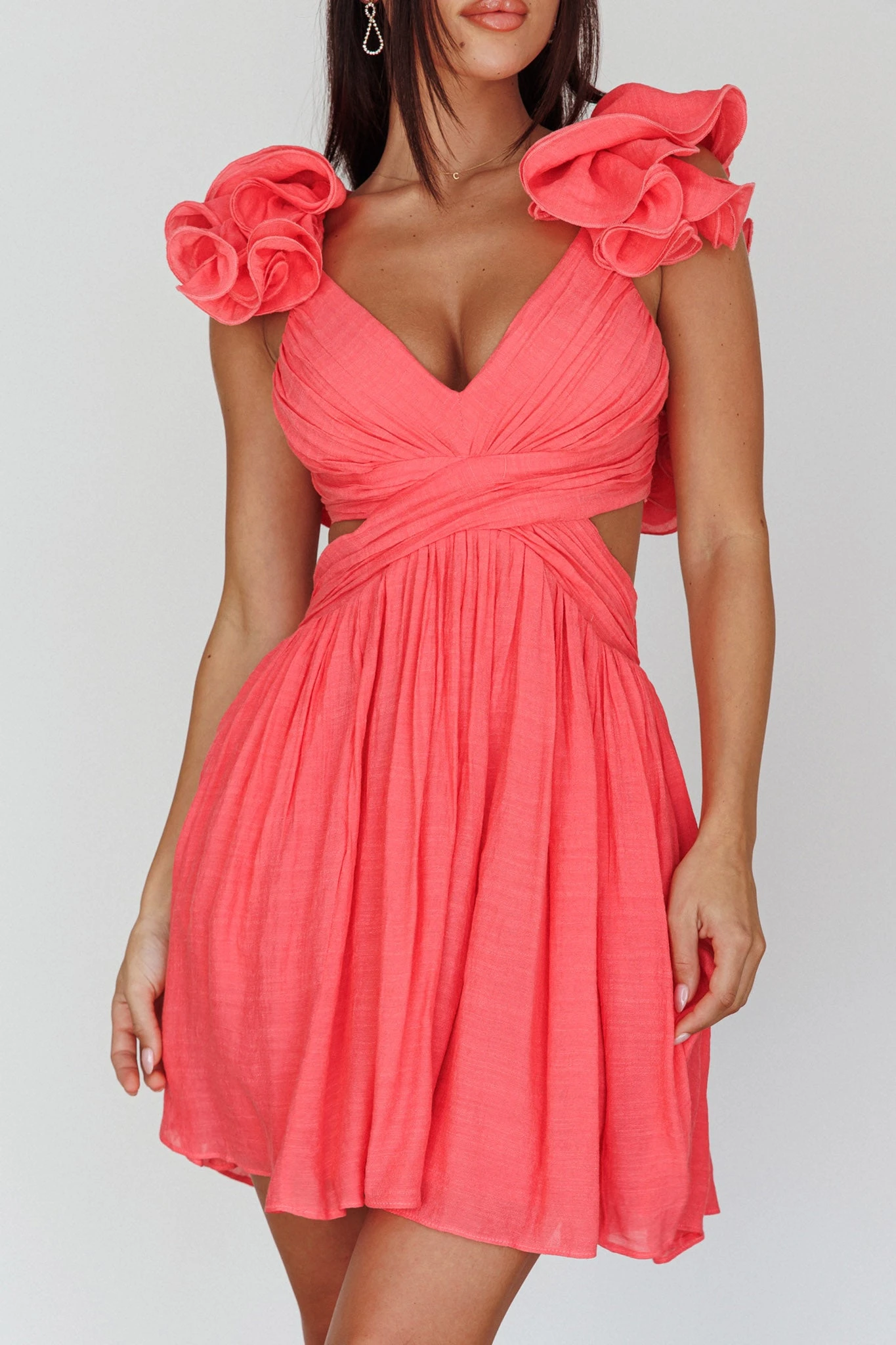 Adagio Lace-Up Back Mini Dress Flamingo 6 Adagio Lace-Up Back Mini Dress Flamingo - Image 4