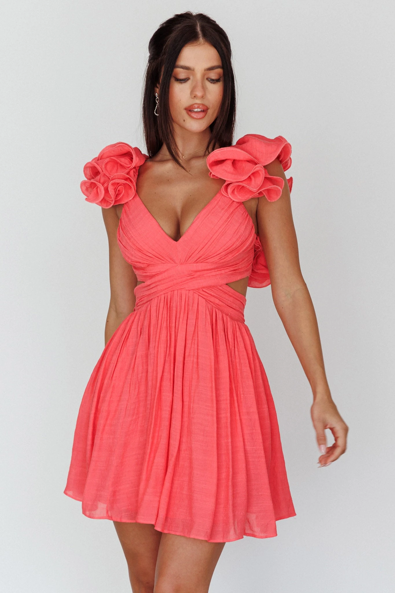 Adagio Lace-Up Back Mini Dress Flamingo 7 Adagio Lace-Up Back Mini Dress Flamingo - Image 5