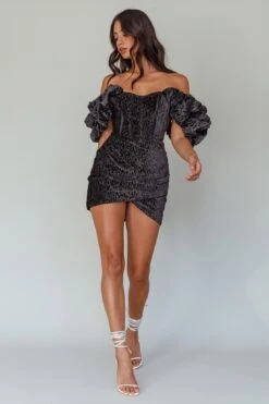 So Famous Off-Shoulder Mini Dress Black -Selfie Leslie Shop SLGY1631 20BLACK 5