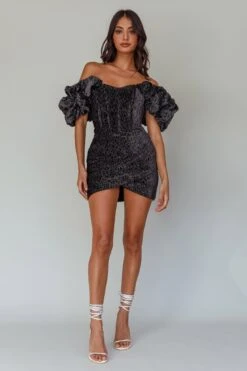 So Famous Off-Shoulder Mini Dress Black -Selfie Leslie Shop SLGY1631 20BLACK 8