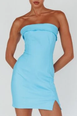 Jordi Foldover Neckline Mini Dress Aqua Blue -Selfie Leslie Shop SLH13762D 20AQUA 20BLUE 4