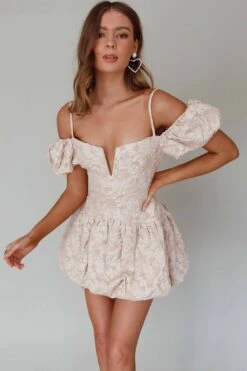 Mon Bebe Drop Waist Mini Dress Sand -Selfie Leslie Shop SLID5616 20SAND 5