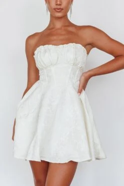 Savanna Corset Bodice Mini Dress Ivory -Selfie Leslie Shop SLID6241IVORY4