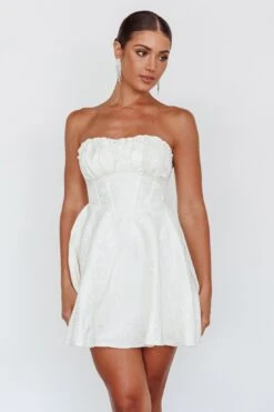 Savanna Corset Bodice Mini Dress Ivory -Selfie Leslie Shop SLID6241IVORY5