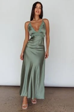 Signature Lace Trim Midi Dress Sage -Selfie Leslie Shop SLID6444 20SAGE 2