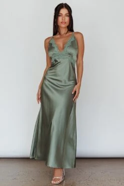 Signature Lace Trim Midi Dress Sage -Selfie Leslie Shop SLID6444 20SAGE 6