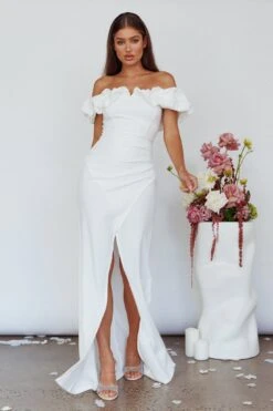Gardena Off-Shoulder Maxi Dress Ivory 10 Gardena Off-Shoulder Maxi Dress Ivory -Selfie Leslie Shop SLIDM8836AP 20IVORY 2