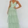 Seylah Tiered Frill Maxi Dress Glitter Sage
