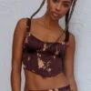 Zerah Crop Top Floral Brown -Selfie Leslie Shop SLIMC7510T1BROWN 1