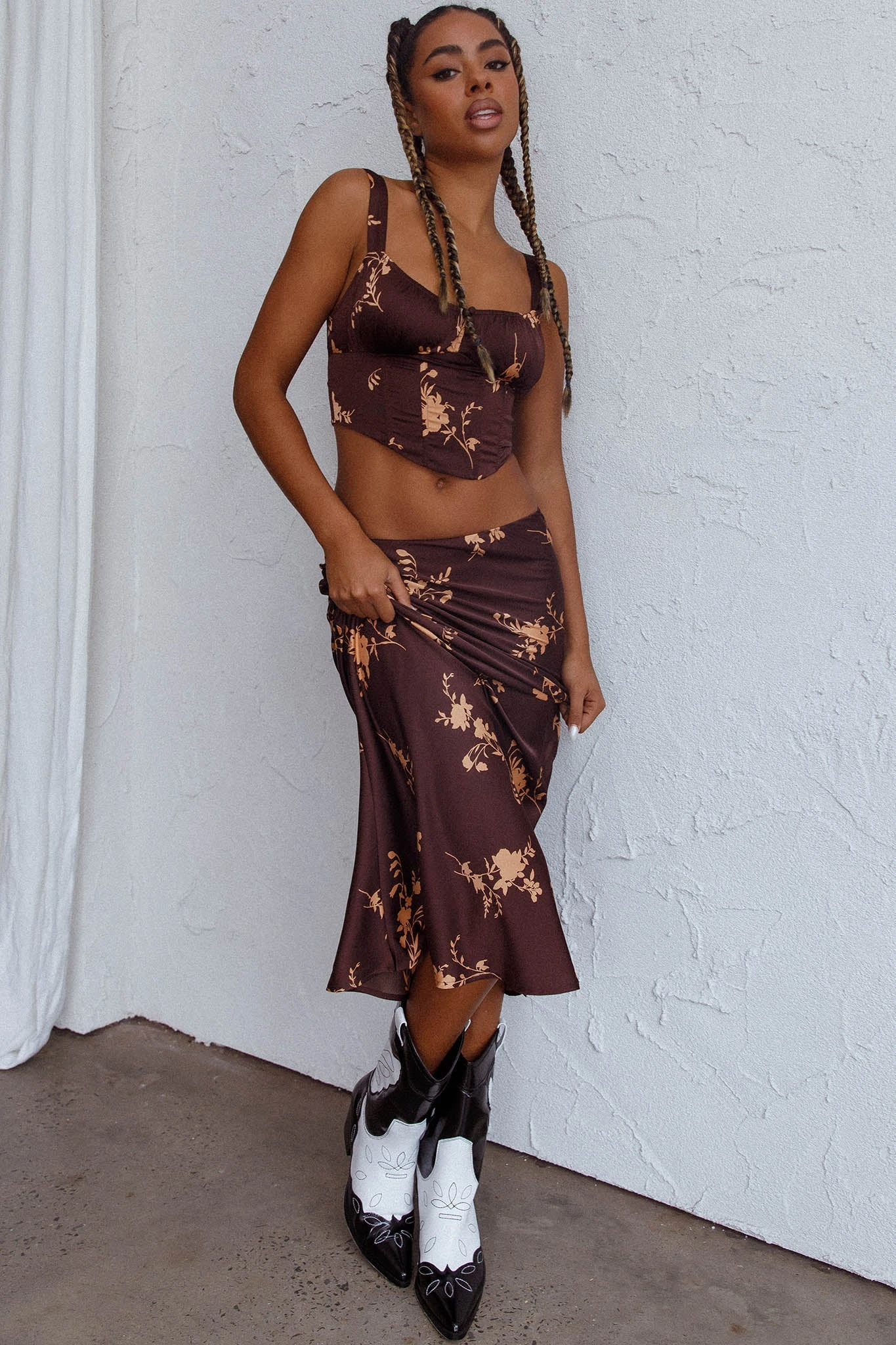 Zerah Crop Top Floral Brown 10 Zerah Crop Top Floral Brown - Image 8