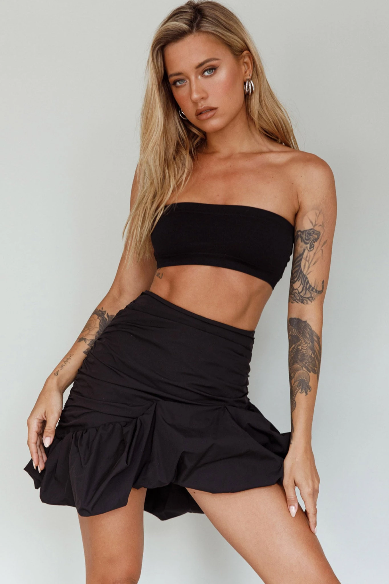 Gloria Puffed Hem Mini Skirt Black 7 Gloria Puffed Hem Mini Skirt Black - Image 5