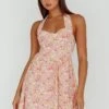 Hey Baby Halterneck Mini Dress Pink Floral -Selfie Leslie Shop SLIMK8831D 20PINK 20FLORAL 1