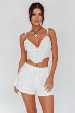 Staycation Lace Shorts White 9 Staycation Lace Shorts White -Selfie Leslie Shop SLIST5156 S 20WHITE 2