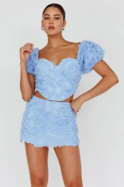 Cielito Embellished Mini Skirt Light Blue -Selfie Leslie Shop SLIST5311 S 20LIGHT 20BLUE 5