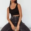 Drifting Ribbed Crop Top Black -Selfie Leslie Shop SLIT457 20BLACK 1