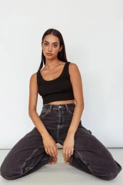 Drifting Ribbed Crop Top Black -Selfie Leslie Shop SLIT457 20BLACK 2