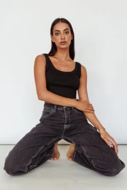 Drifting Ribbed Crop Top Black -Selfie Leslie Shop SLIT457 20BLACK 4