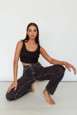 Drifting Ribbed Crop Top Black -Selfie Leslie Shop SLIT457 20BLACK 6