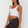 Drifting Ribbed Crop Top White -Selfie Leslie Shop SLIT457 20WHITE 1