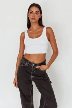 Drifting Ribbed Crop Top White -Selfie Leslie Shop SLIT457 20WHITE 2