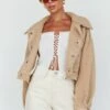 Kya Button Front Shearling Jacket Khaki -Selfie Leslie Shop SLJK8942 20KHAKI 1