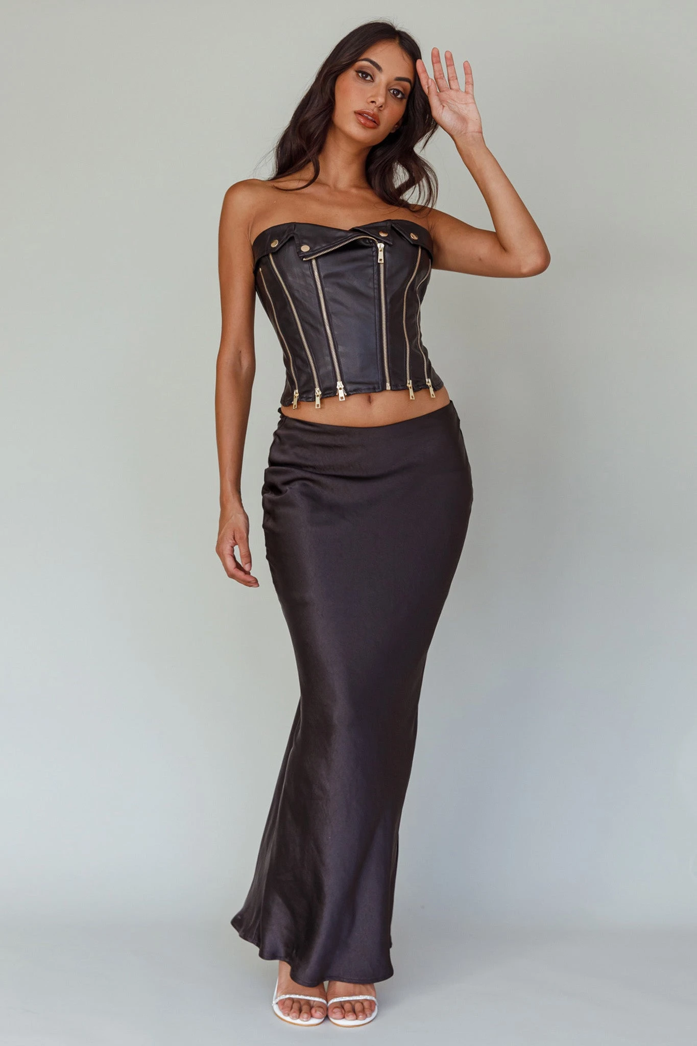 Moto Strapless Zipper Top Black 3 Moto Strapless Zipper Top Black