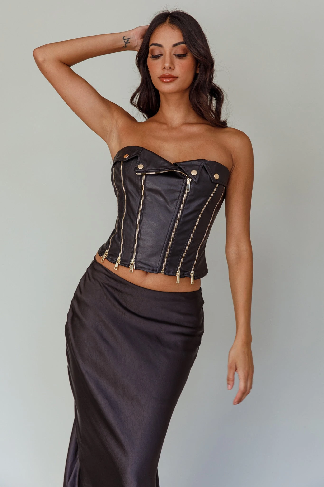 Moto Strapless Zipper Top Black 8 Moto Strapless Zipper Top Black - Image 6