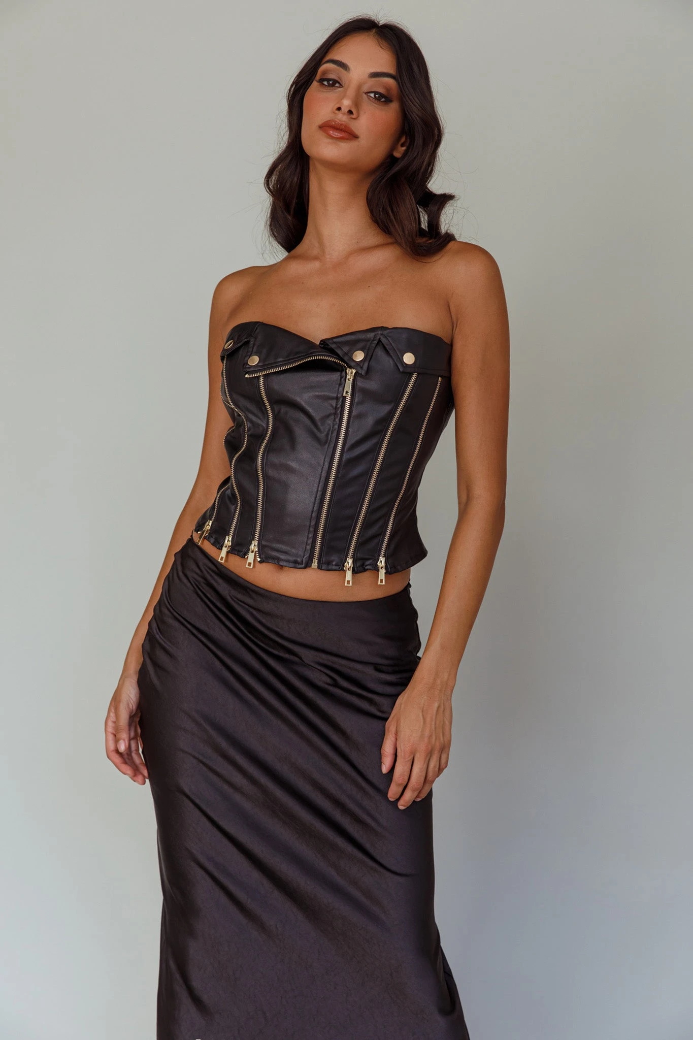 Moto Strapless Zipper Top Black 9 Moto Strapless Zipper Top Black - Image 7